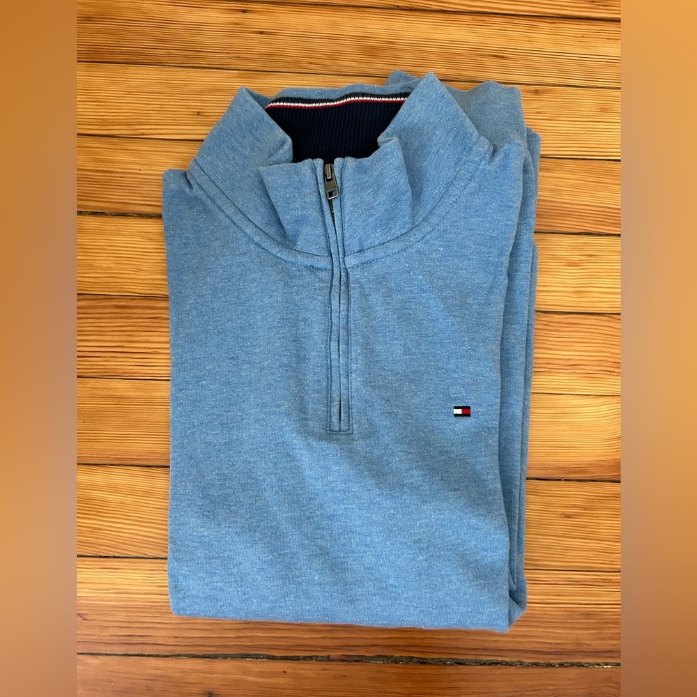 Tommy Hilfiger Men's Light Blue Zip-Up Sweater